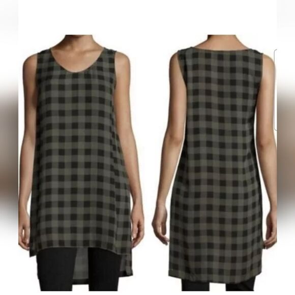 Eileen Fisher Silk Plaid Sleeveless Tunic Size Small - Picture 1 of 7
